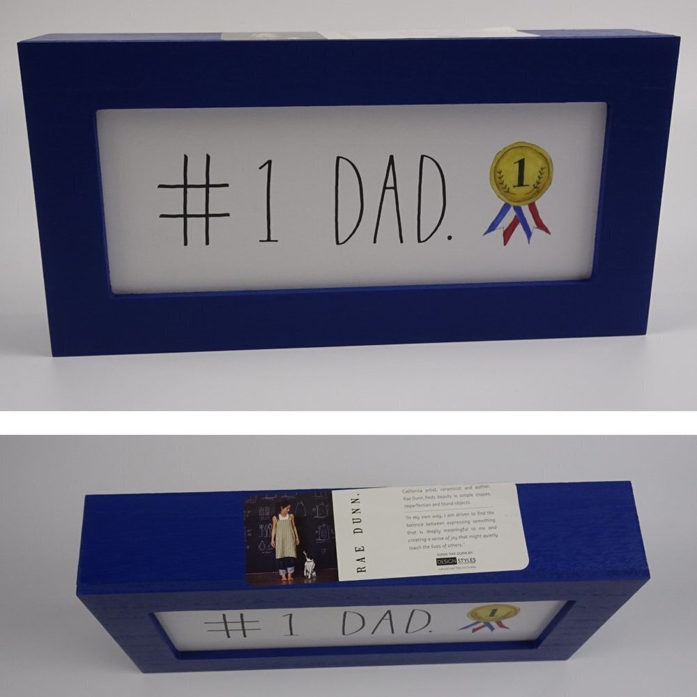 New Rae Dunn #1 Dad Award Wooden Art Sign Decor Father's Day Papa Gift
